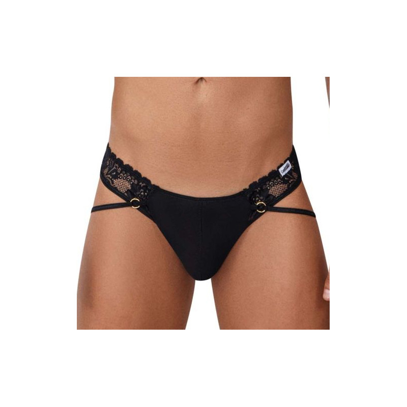 CandyMan String Sexy Dentelle Rati Noir